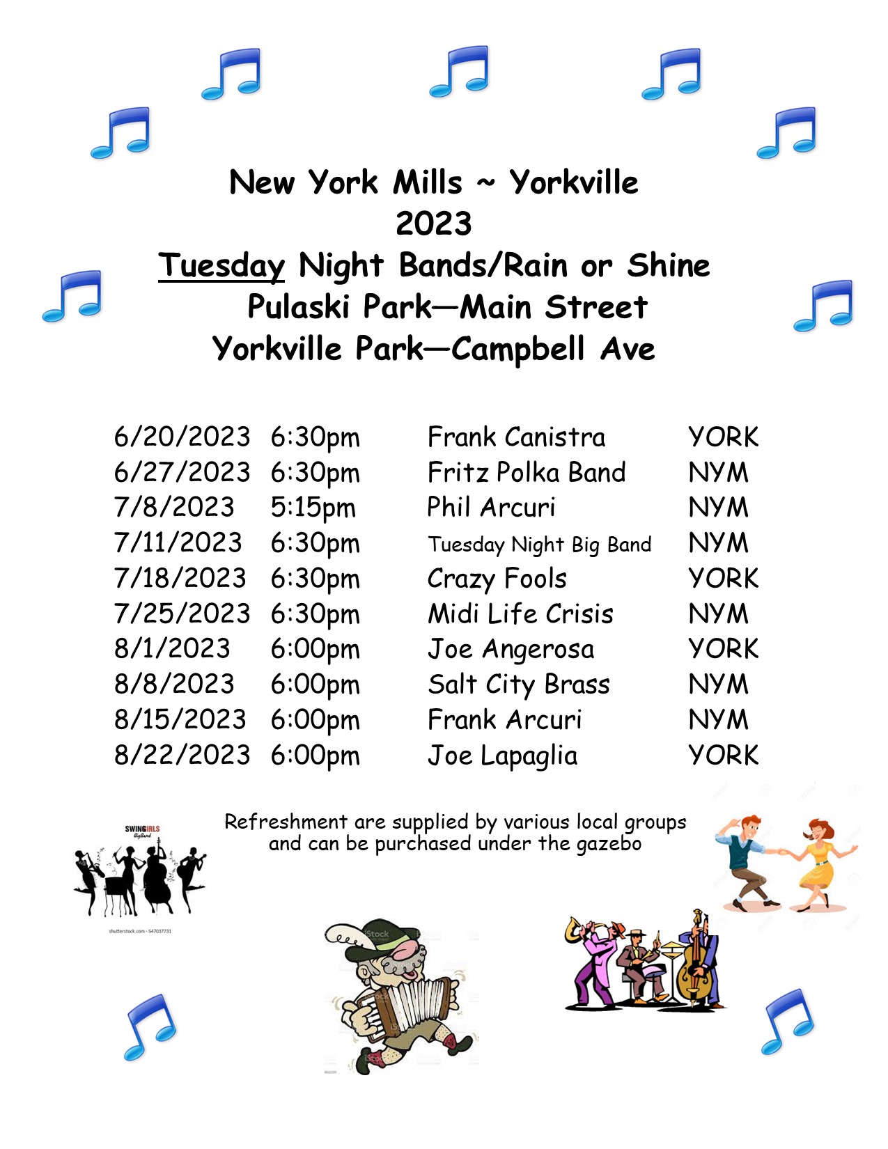 Summer Concert Schedule New York Mills